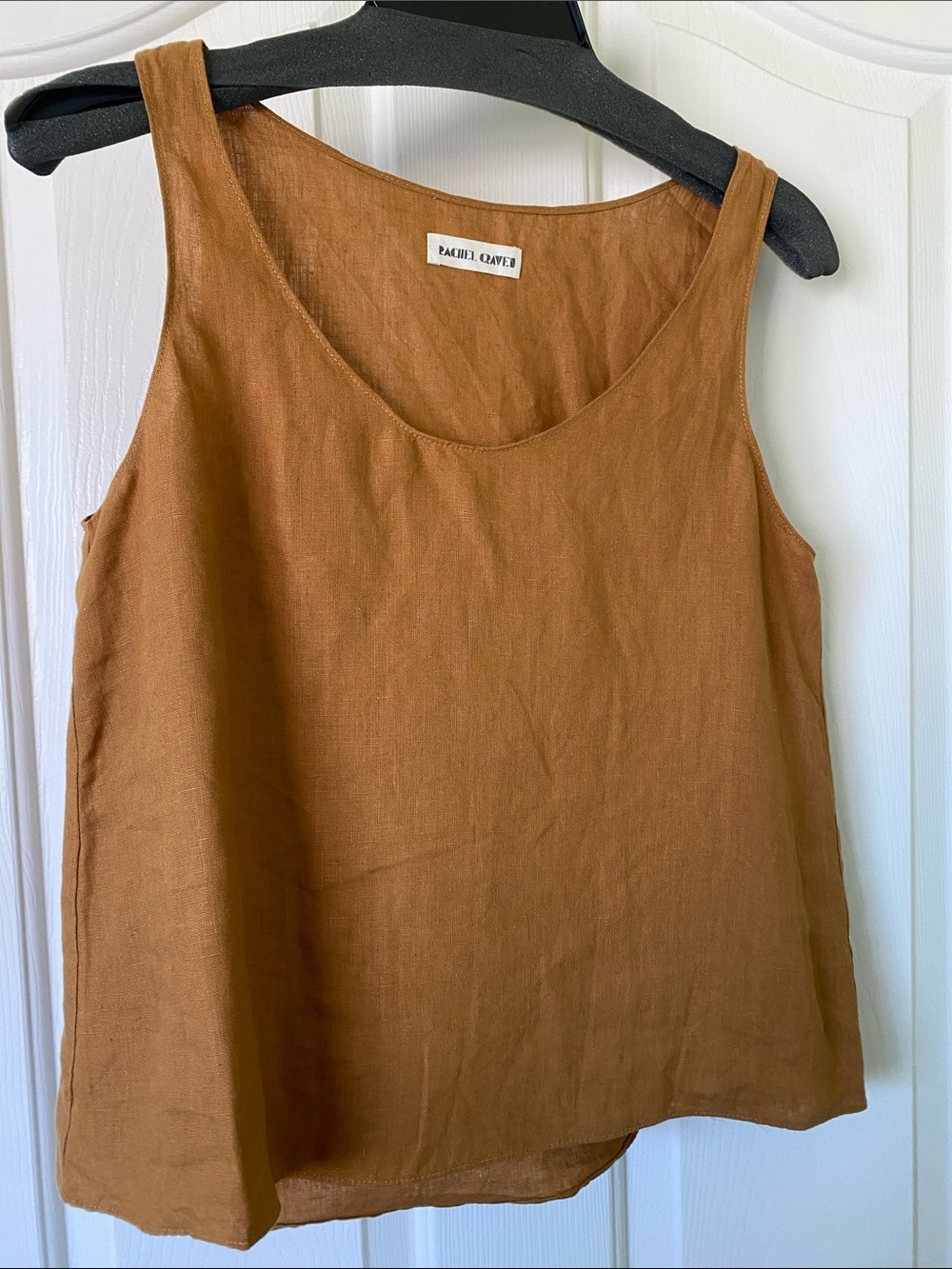 RARE Find: Rachel Craven Kavil Oaye Linen Scoop Neck Camisole — Rust Brown